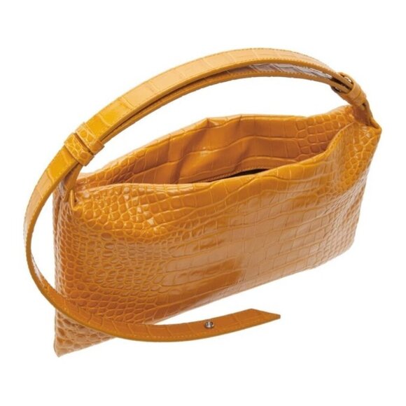 💕SIMON MILLER💕 Puffin Shoulder Bag ~ Croc-Embossed Leather Sunset Orange NWOT - Picture 9 of 15